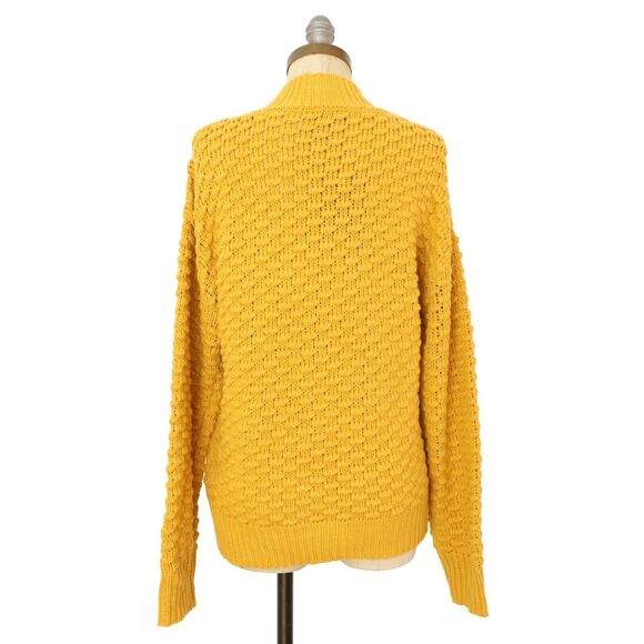 GREY COLLECTIVE Textured Popcorn Stitch Sweater M Yellow Long Sleeve NWT B43 - Picture 3 of 5